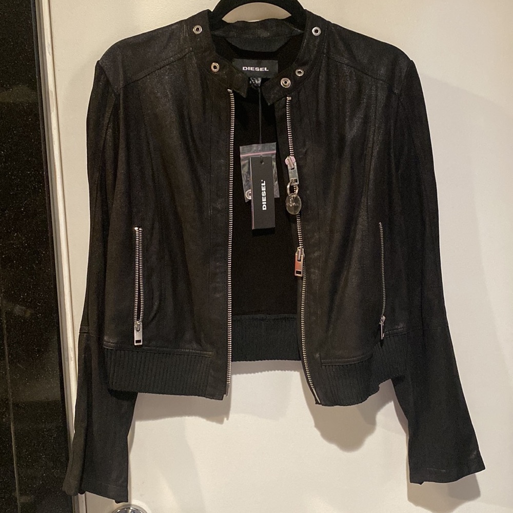NWT. Diesel goatskin shimmering crop leather jacket. NWT. Size M.